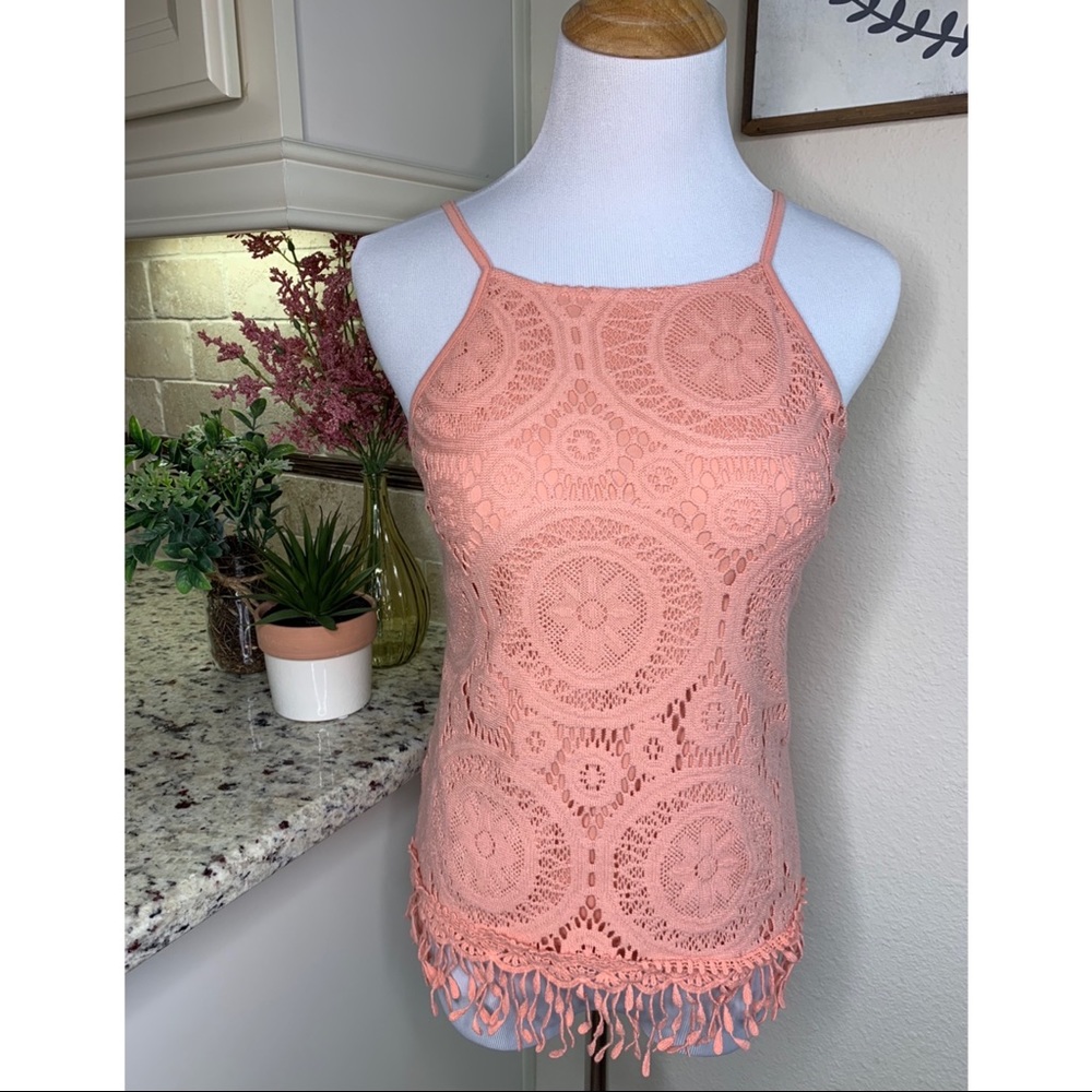 Coral Crochet Tank Top